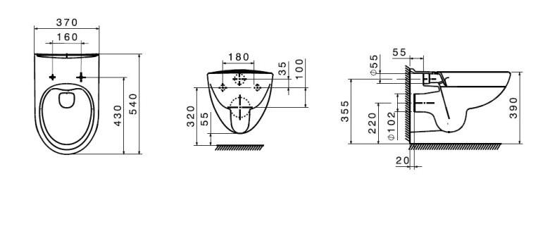Комплект унитаза с инсталляцией Roca Victoria 893105010, глубина унитаза 54см, без клавиши в комплекте, с микролифтом, безободковый, быстросъемное