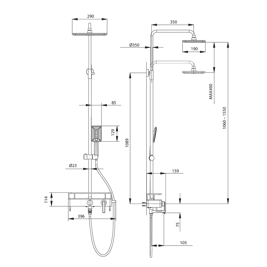 Душевая стойка Lemark Mista LM6462WG золото/белый