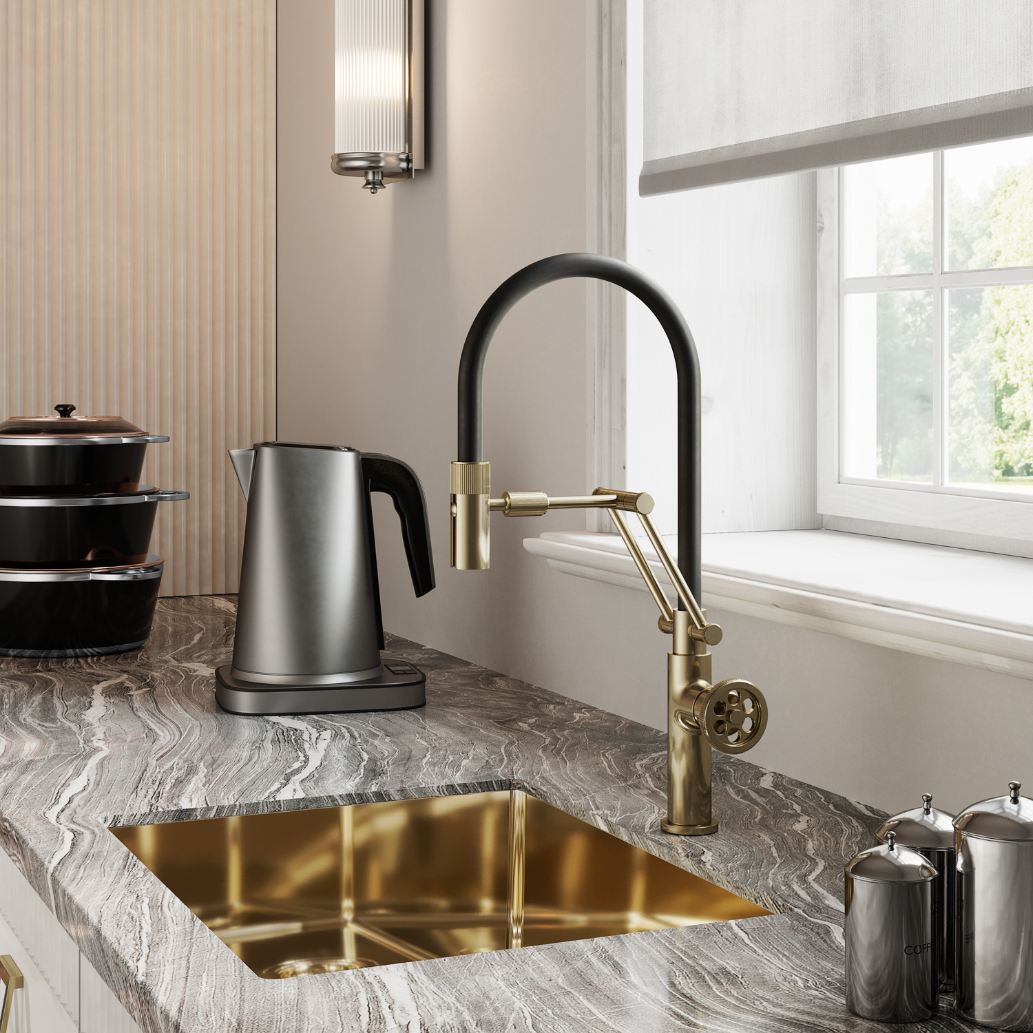 Смеситель для кухни IDDIS Grange GRAMGFLi05 золото/черный