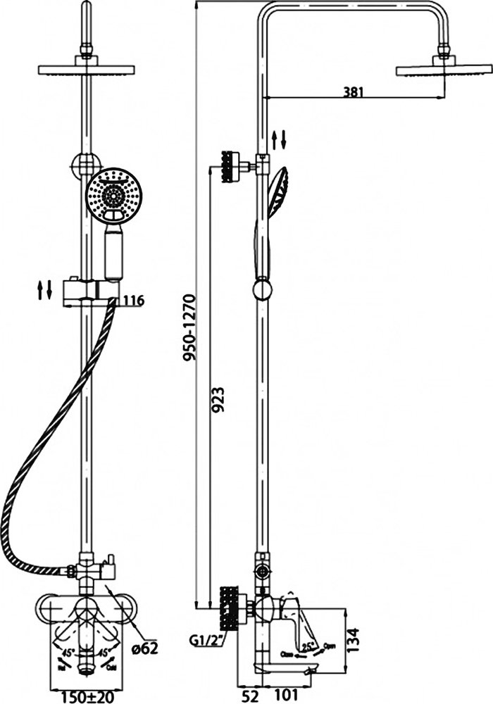 Душевая стойка BelBagno Reno REN VSCM CRM IN