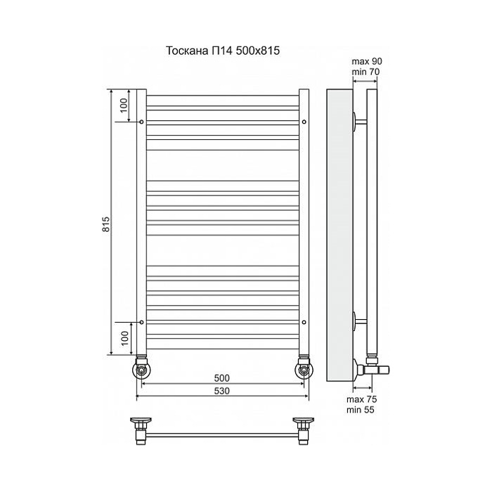 Полотенцесушитель водяной Terminus Тоскана П14 500x815
