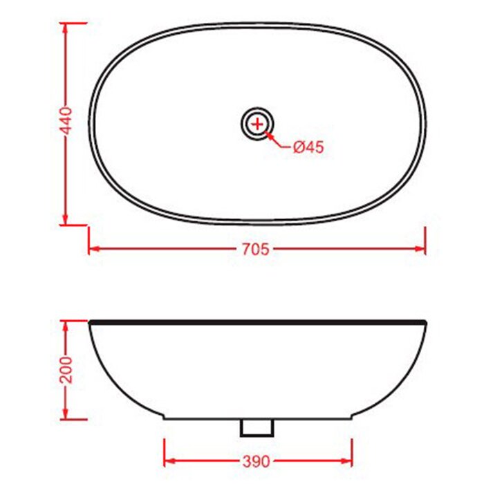 Раковина накладная 70см ArtCeram La Ciotola LCL002 белый