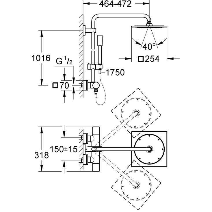 Душевая стойка Grohe Rainshower F-series  27569000 хром