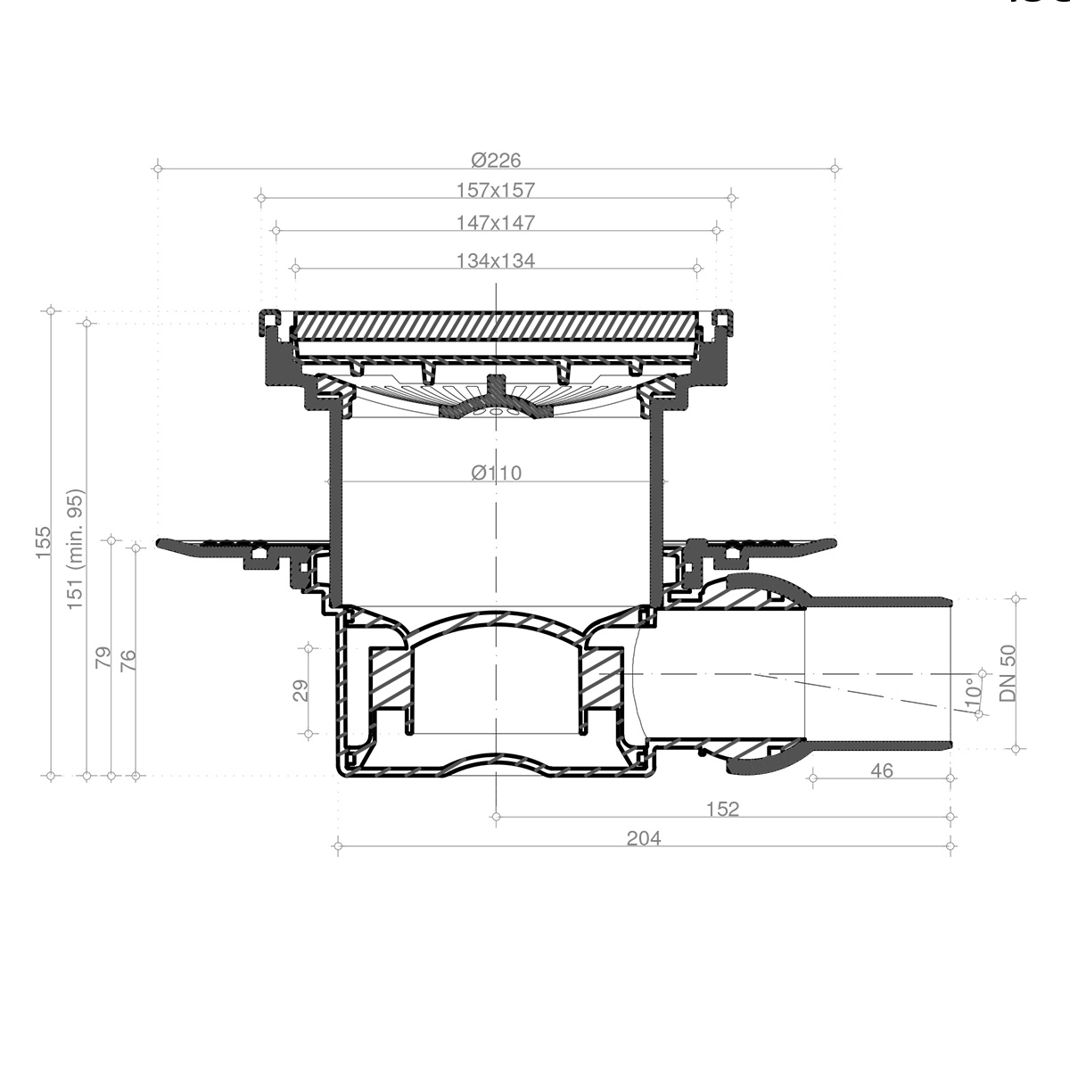 Душевой трап Pestan Confluo Standard 13000093 с решеткой