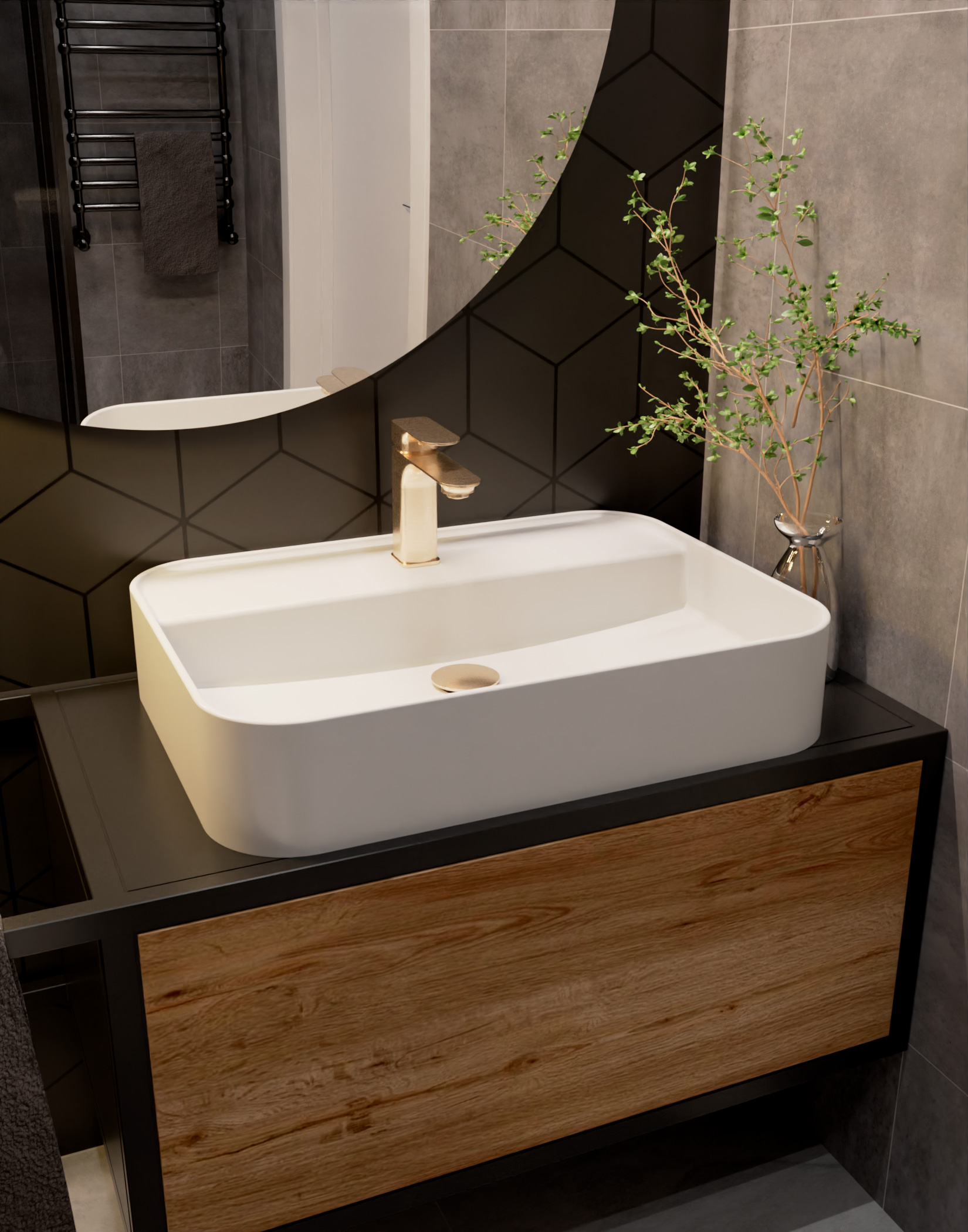 Смеситель для раковины AQUAme Monza AQM6310BG золото матовое