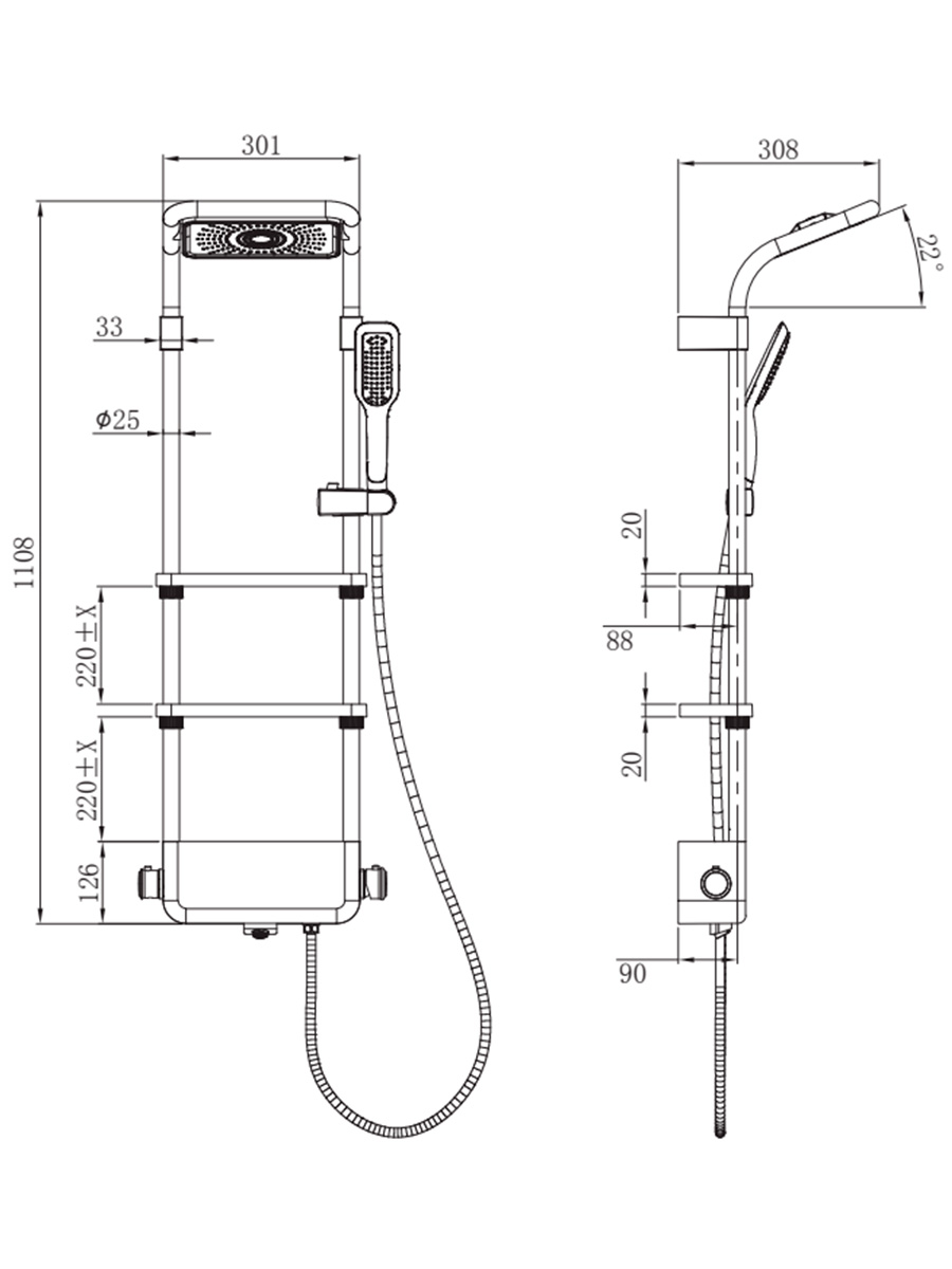 Душевая стойка с термостатом AQUAme AQM8003W белый матовый