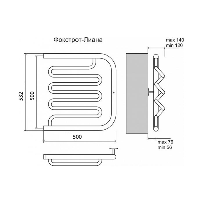 Полотенцесушитель водяной Terminus Фокстрот-Лиана (1") 50х50