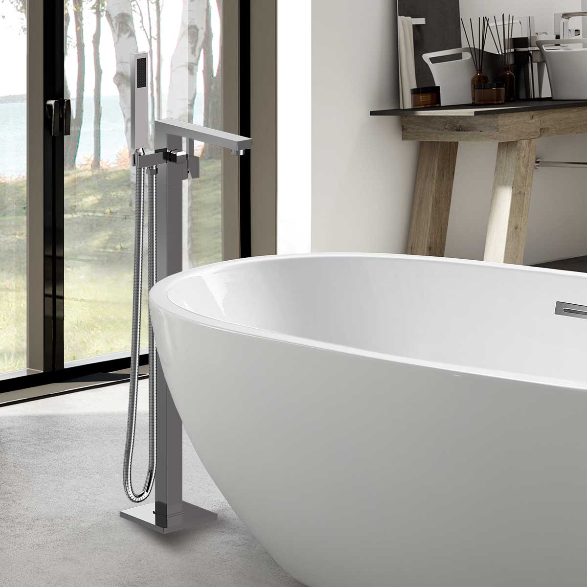 Смеситель для ванны напольный Vincea  VTF-101CH хром