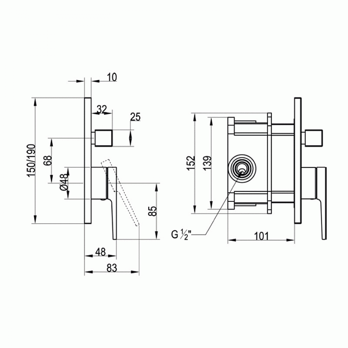 Смеситель для ванны с душем Villeroy & Boch Subway 2.0 TVS10235300061 хром