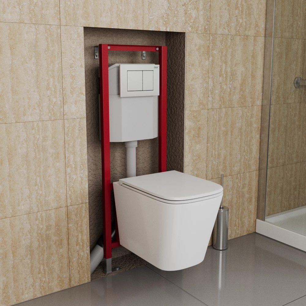 Готовое решение для подвесных унитазов D&K DI8640116 с белой клавишей