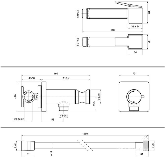 Гигиенический душ со смесителем Bossini Cube Brass E38003B.045 белый матовый
