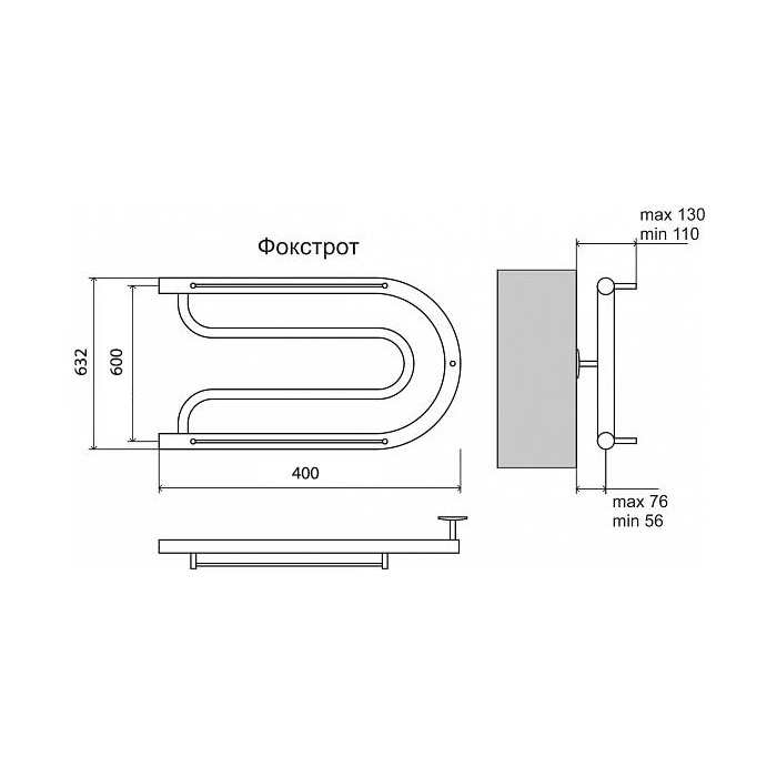 Полотенцесушитель водяной Terminus Фокстрот (1") 60х40