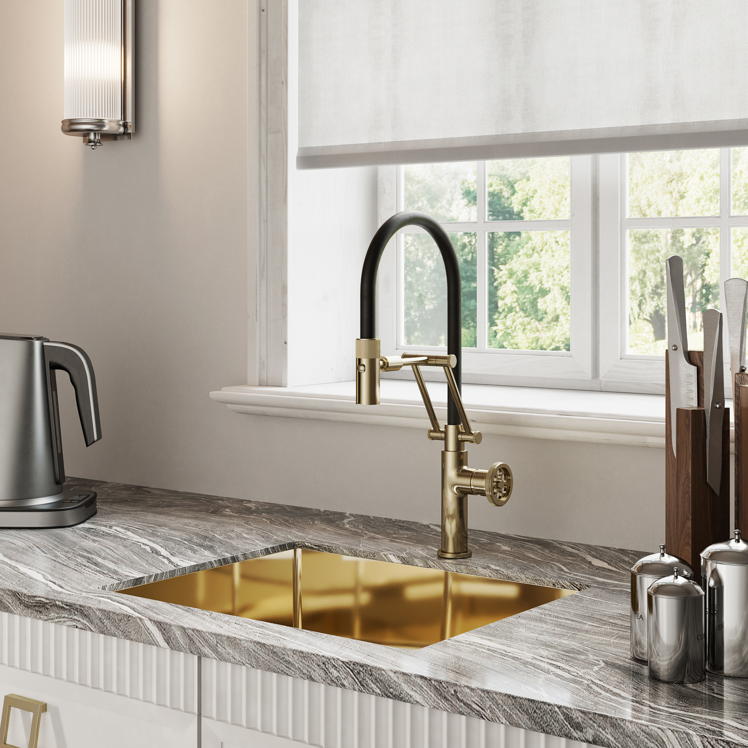 Смеситель для кухни IDDIS Grange GRAMGFLi05 золото/черный