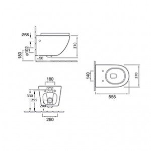 Унитаз подвесной Esbano GARCIA серый матовый, с сиденьем микролифт