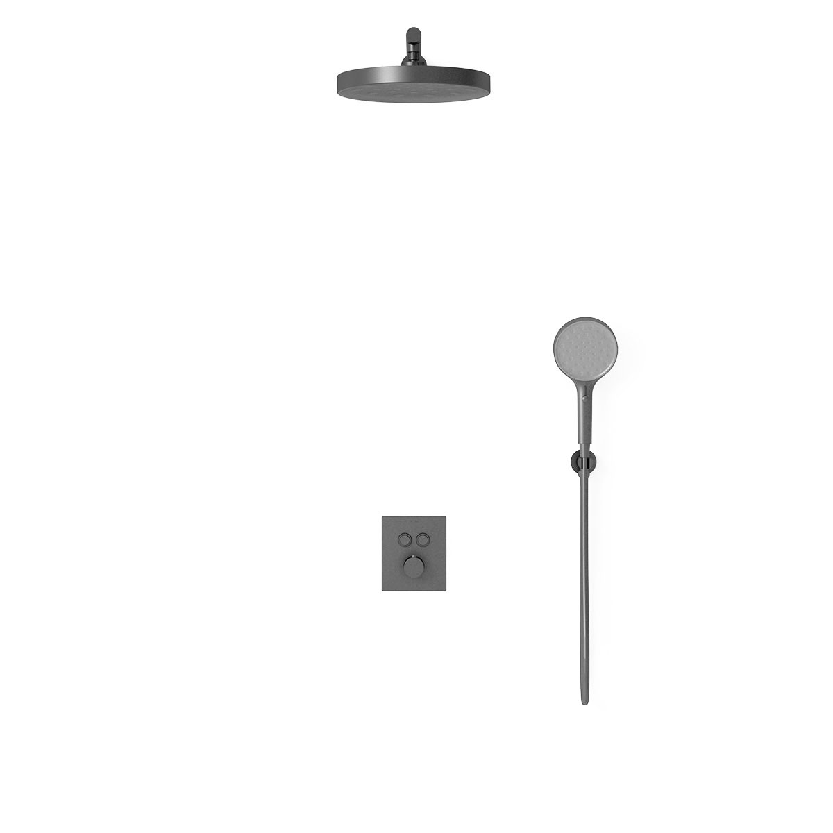 Душевой комплект Vincea Inspire VSFW-3I21T2GM встраиваемый, термостатический, 2 режима, вороненая сталь