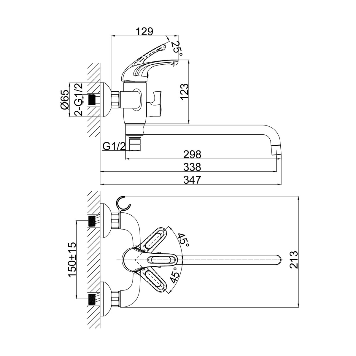 Смеситель для ванны D&K Rhein DA1373301, хром