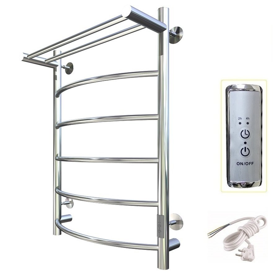 Полотенцесушитель электрический Тругор Пэк серия 5 80х50 хром, с полкой