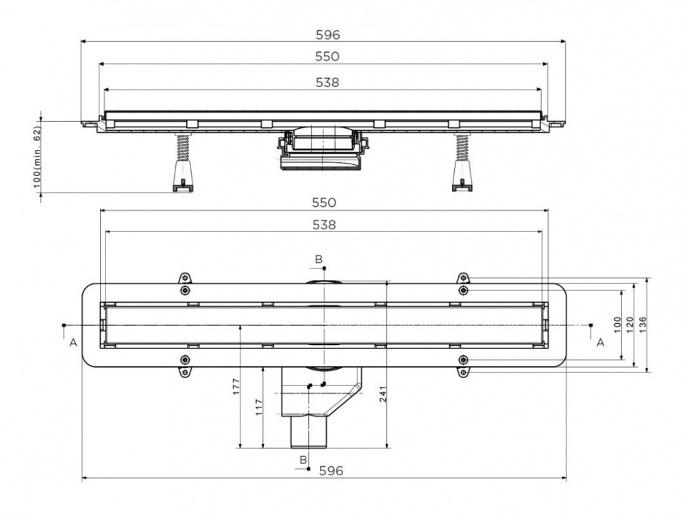 Душевой лоток Pestan Confluo Frameless Line 550 Black Matte