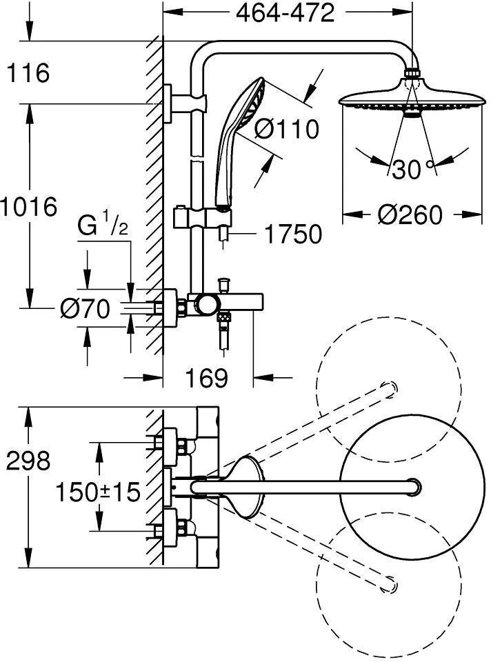 Душевая стойка Grohe Euphoria 26114001 хром