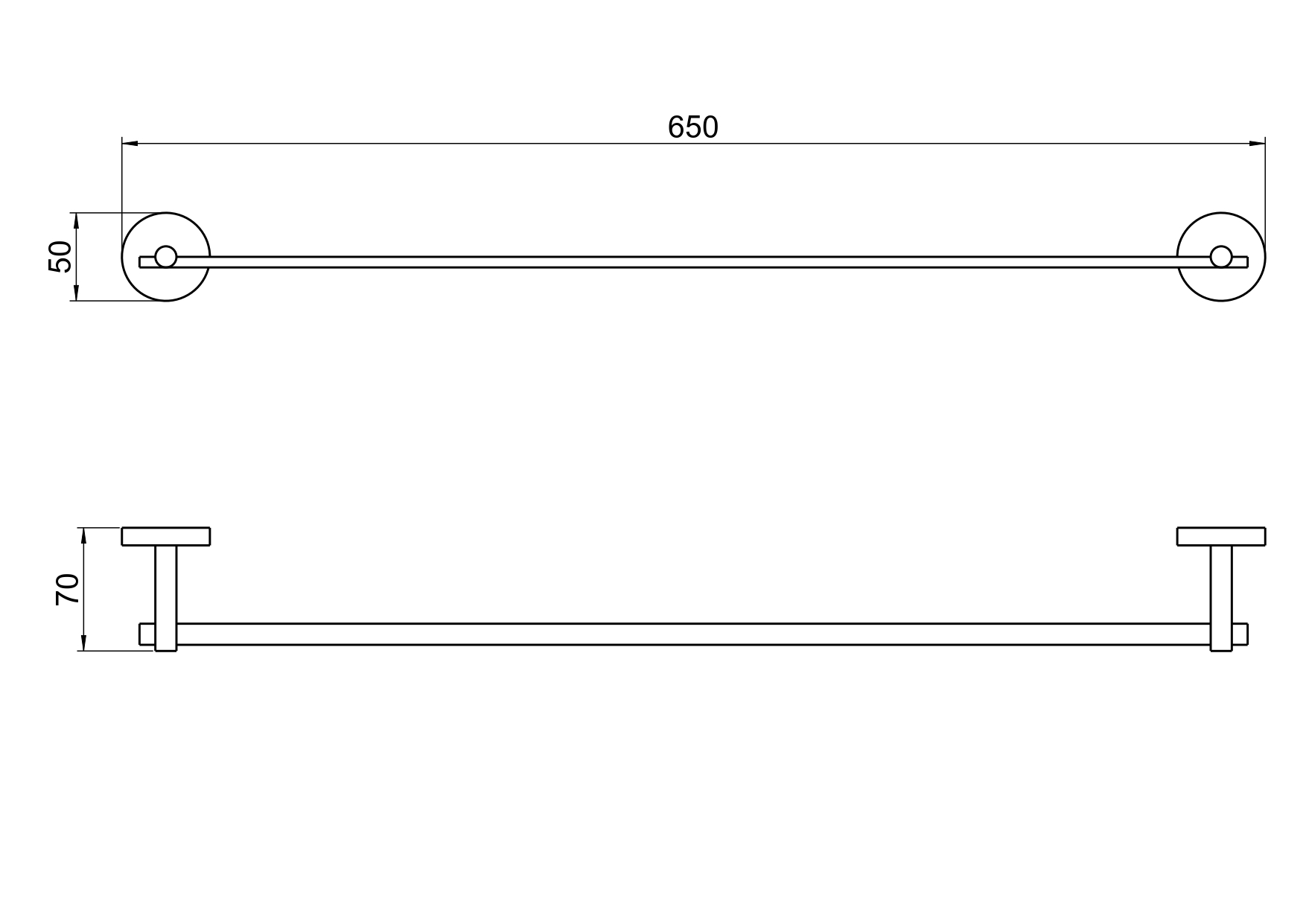 Полотенцедержатель 60см Aquatek Бетта AQ4614MB черный матовый