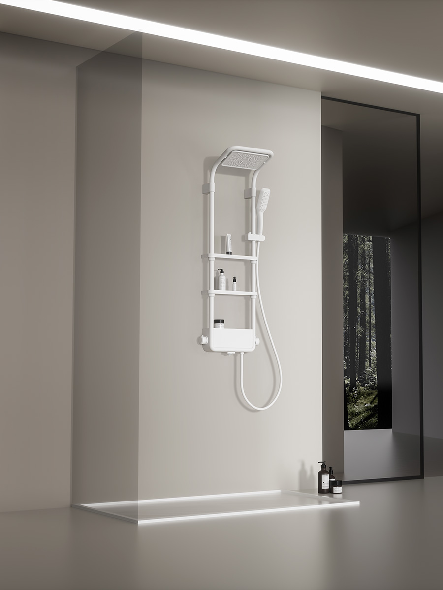 Душевая стойка с термостатом AQUAme AQM8003W белый матовый