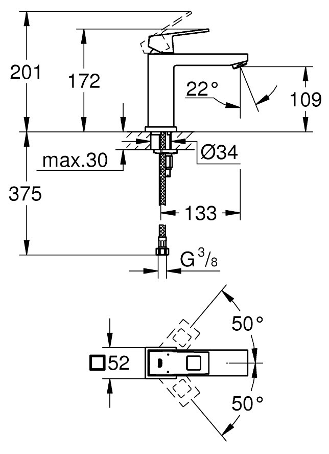 Смеситель для раковины Grohe Eurocube 23446000 хром