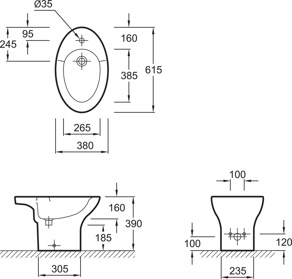 Биде напольное Jacob Delafon Presquile E1348