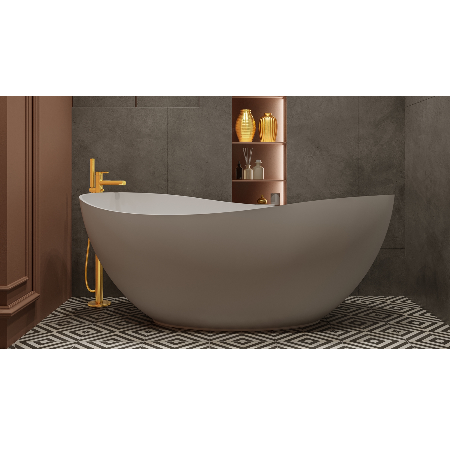 Ванна WHITECROSS Ruby 165x75 (белый мат) иск. камень