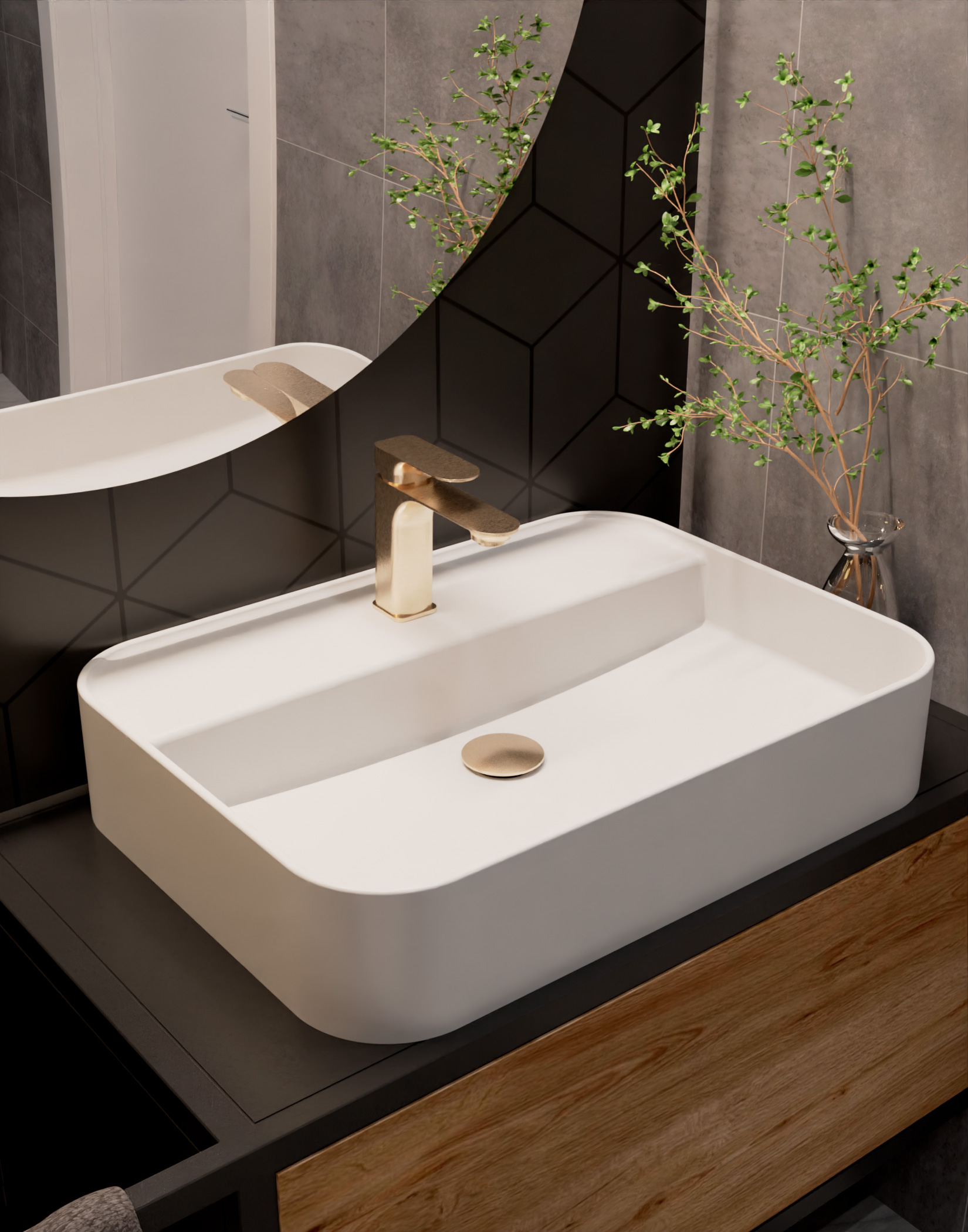 Смеситель для раковины AQUAme Monza AQM6310BG золото матовое