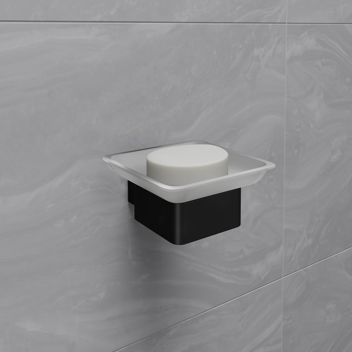 Мыльница Lemark SMOOTH LINE 9742017 с держателем, чёрный матовый