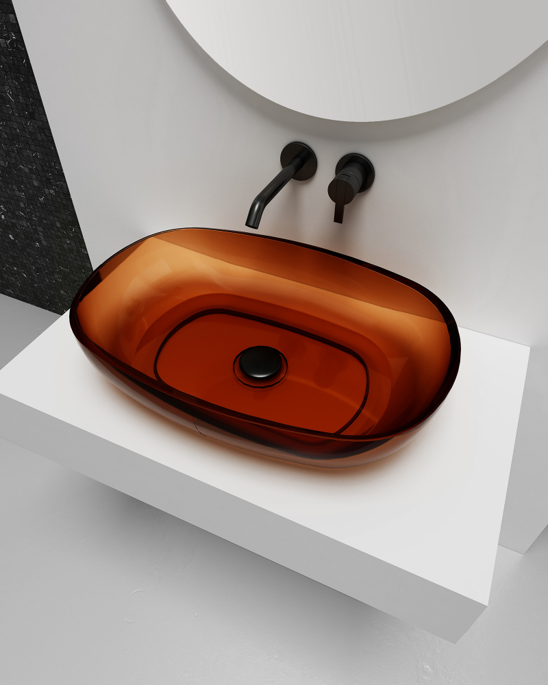 Раковина накладная 60см ABBER Kristall AT2805Opal коричневый