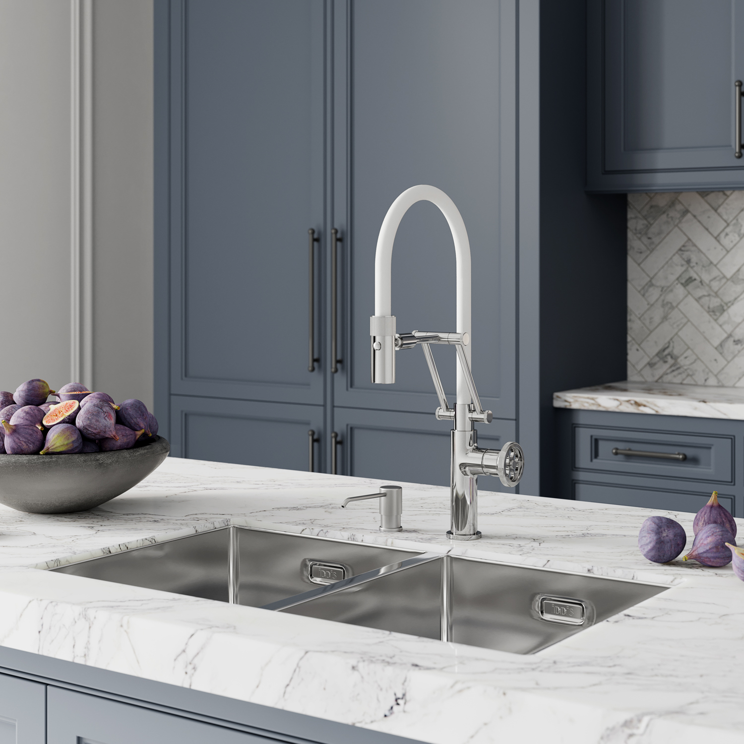 Смеситель для кухни IDDIS Grange GRASBFLi05 хром глянцевый/белый