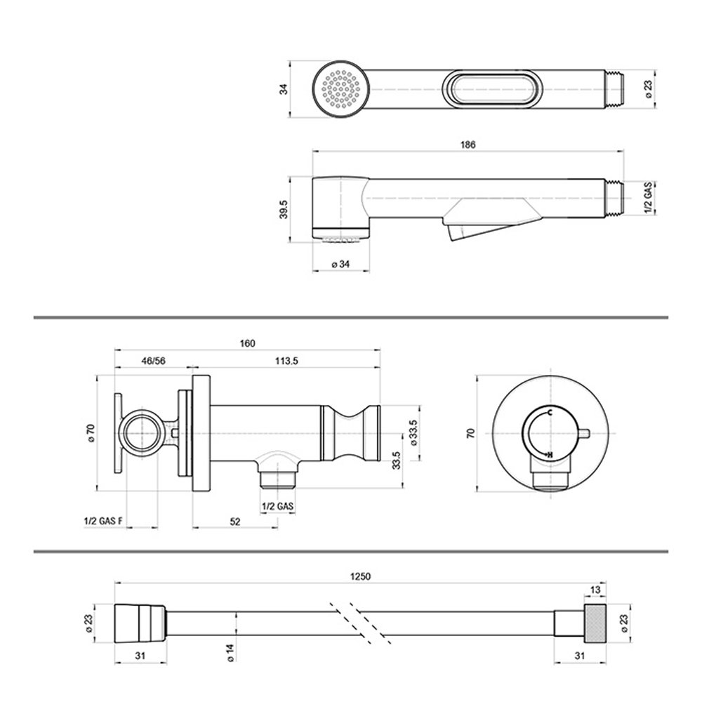 Гигиенический душ со смесителем Bossini Macan E37031B.030 хром