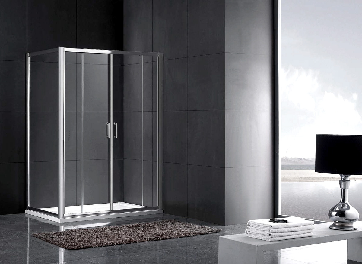 Душевой угол GEMY Victoria 140x70x190 профиль хром, стекло прозрачное, две дверцы