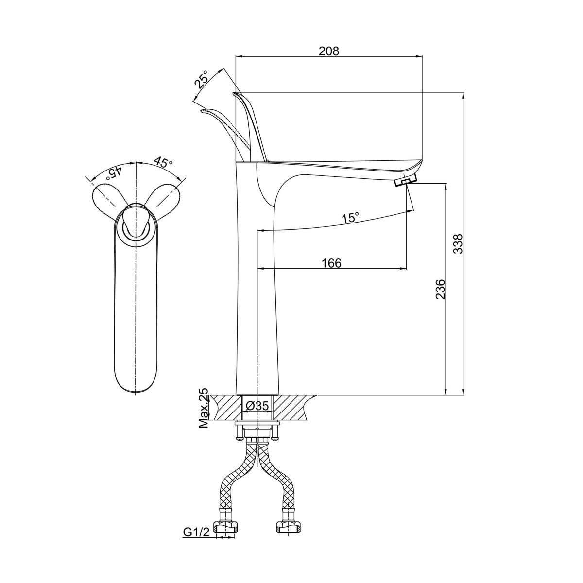Смеситель для раковины D&K Venice DA1032059, черный/золото