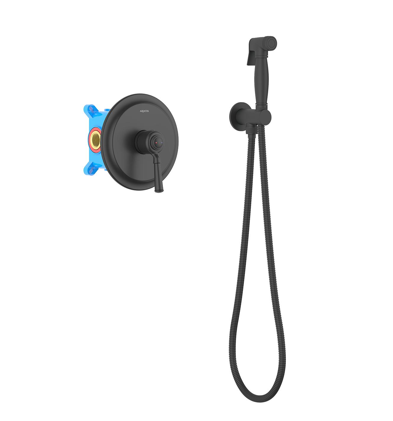 Гигиенический душ со смесителем Aquatek Классик AQ1519MB черный матовый