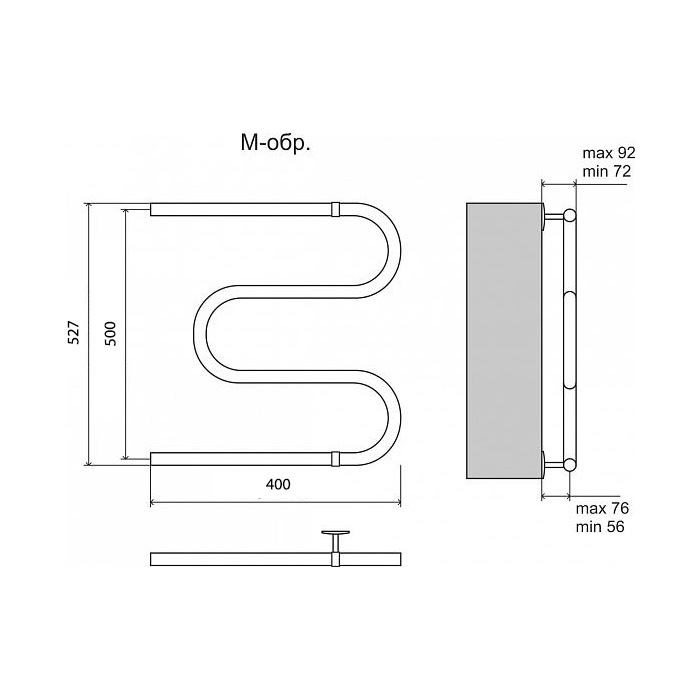 Полотенцесушитель водяной Terminus М-образный 25 (3/4") 500x400