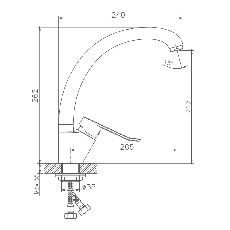 Смеситель для кухни Haiba HB41556-2, хром