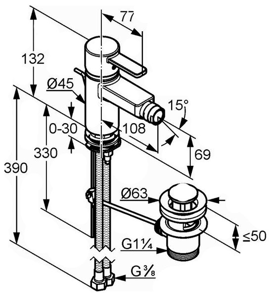 Смеситель для биде Kludi Zenta  385300575 хром