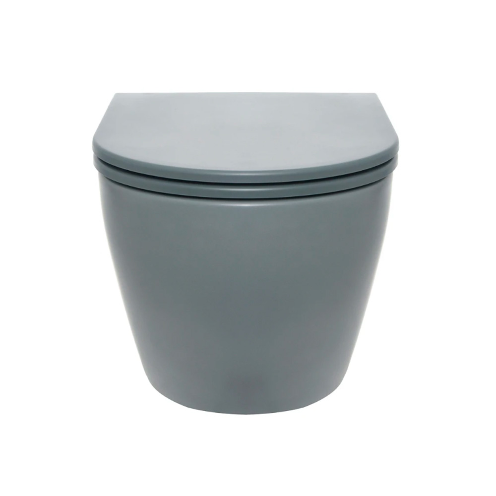 Унитаз подвесной безободковый AQUAme AQM2002MGR серый матовый, с сиденьем микролифт