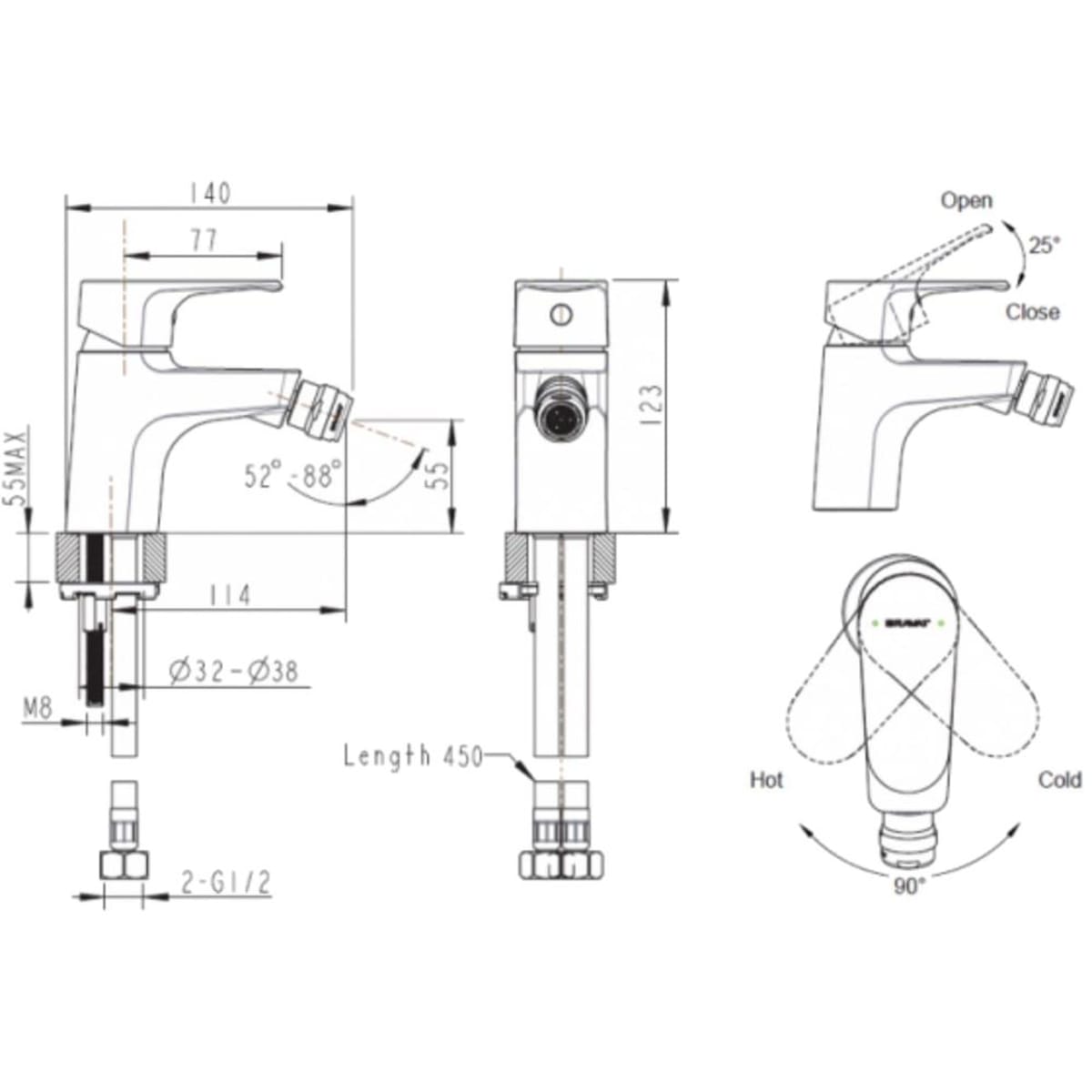 Смеситель для биде Bravat Alfa F3120178CP хром