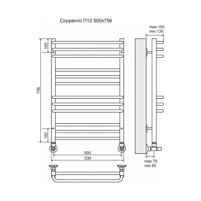 Полотенцесушитель водяной Terminus Сорренто П12 500x756