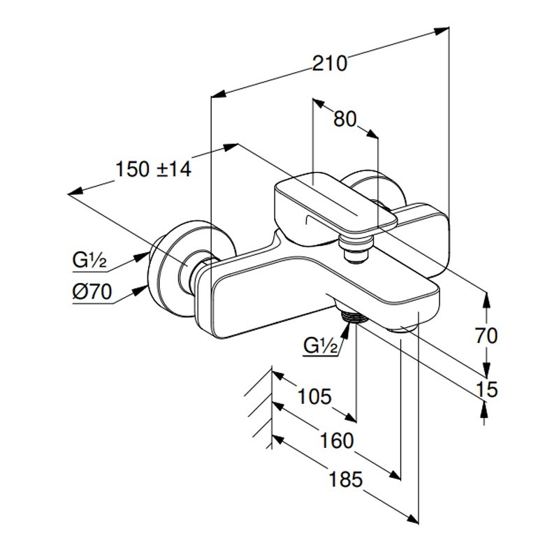 Смеситель для ванны Kludi Renon 426913975 черный матовый