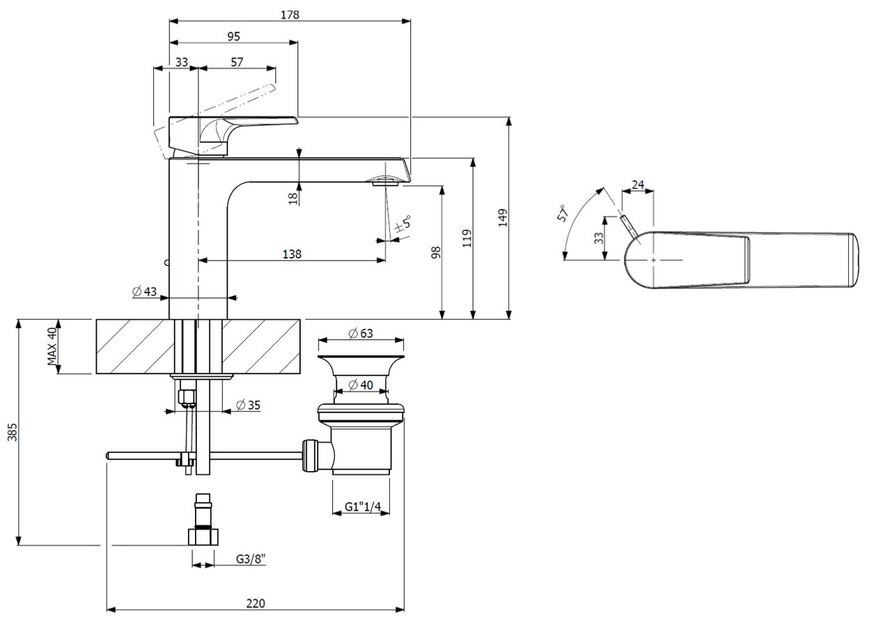 Смеситель для раковины Villeroy & Boch Liberty TVW10700300061 хром