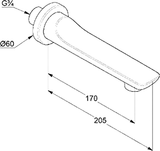 Излив для ванны с душем Kludi Balance 5250387 хром/черный матовый