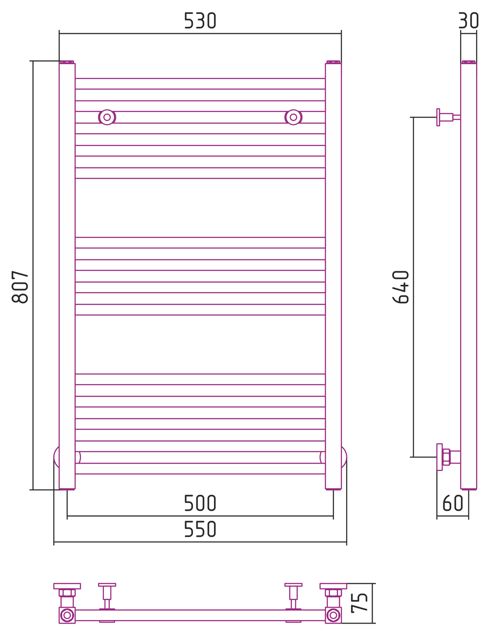 Полотенцесушитель водяной Сунержа Модус 80х50 золото матовое