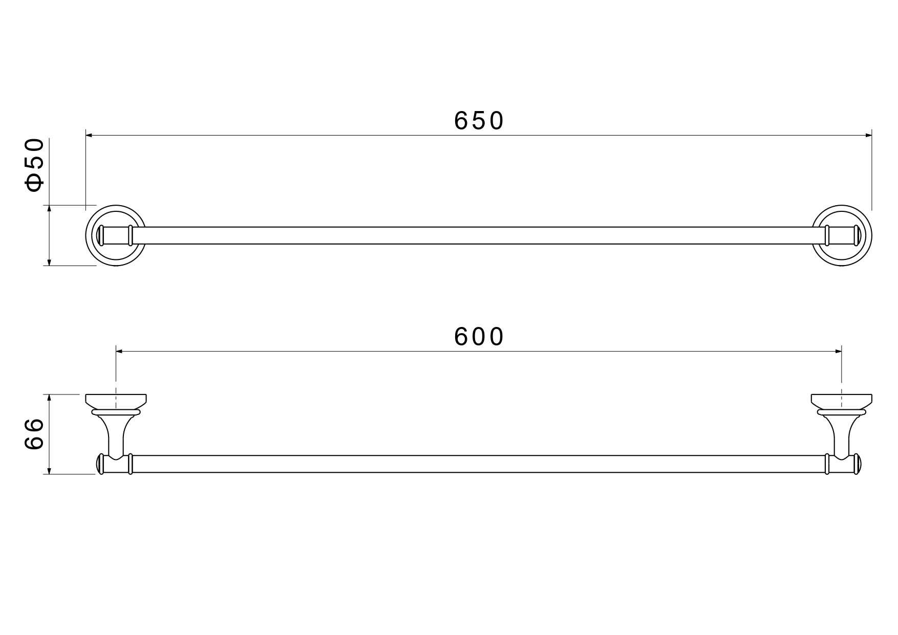 Полотенцедержатель 60см Aquatek Классик AQ4514PG золото