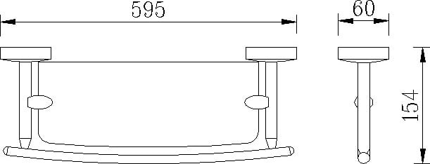 Стеклянная полка Rush Fiji FI18611 с бортиком Хром
