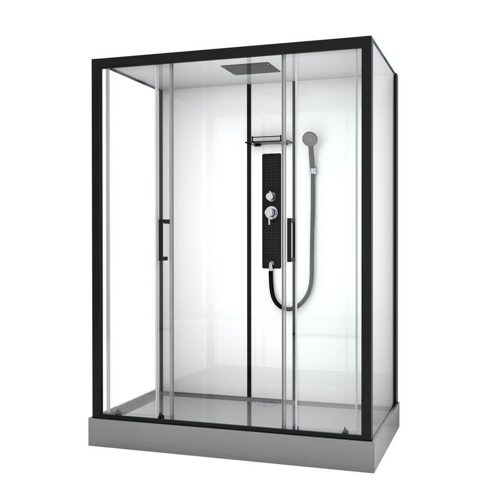 Душевая кабина Black&White G8010 160x85x215 профиль черный матовый, стекло прозрачное