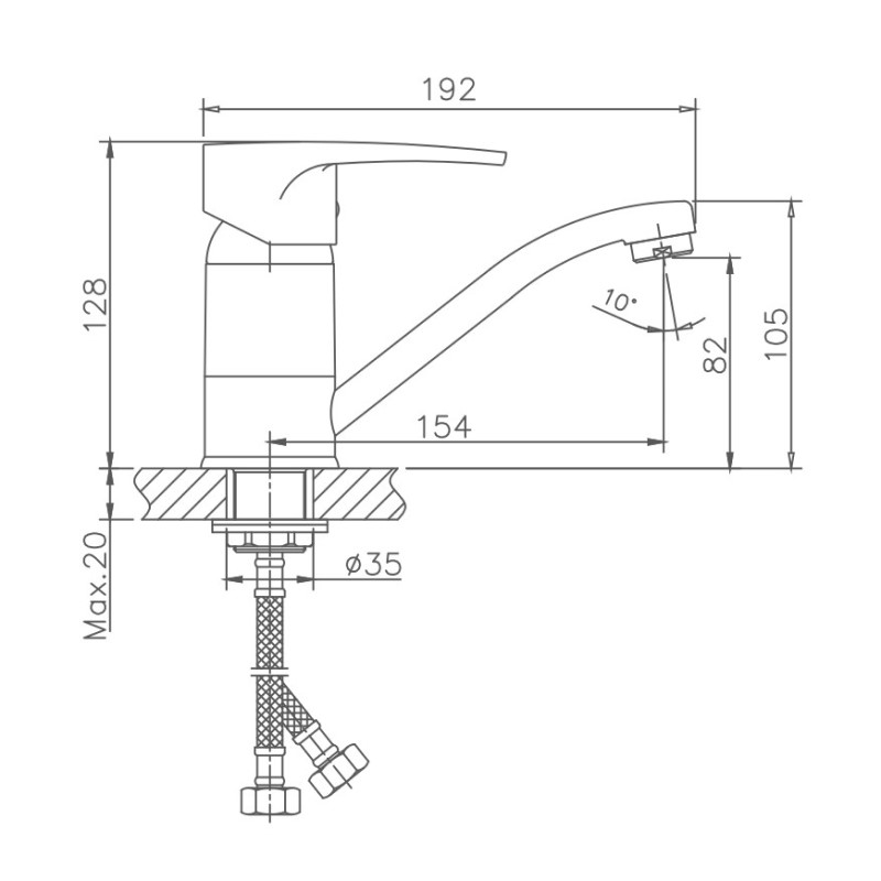 Смеситель для кухни Haiba HB4565-2, хром